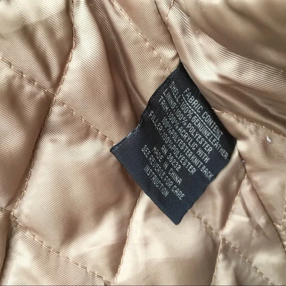 giacca Vintage Tan Penny Lane Daisy Leather Suede Coat With Faux Fur Trim Small - Picture 6 of 7